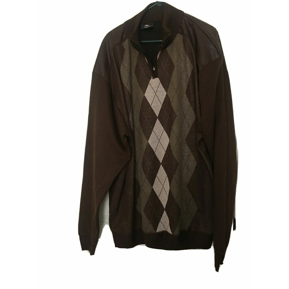 Red Ape Men’s Big & Tall Sweater 1/4 Zip Pullover Argyle Stretch Size 5XL